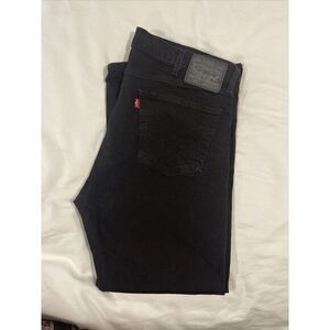 Levis Jeans Men 40x30 Black Denim Cotton 505 Regular Straight Mid Zip Dark Adult